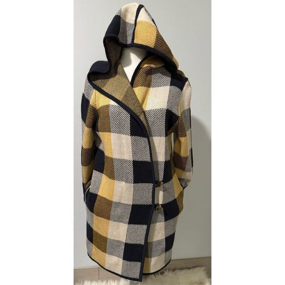 Cabi plaid hooded cardigan sweater large toggle button front M - Picture 9 of 9